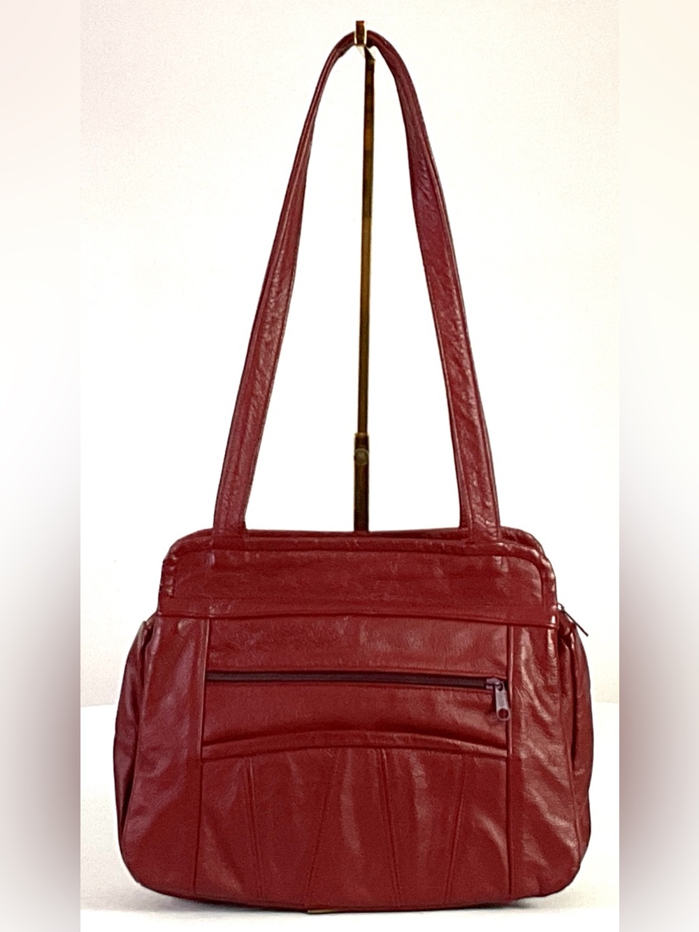 Unique, designer custom, soft, textured, red leather shoulder bag